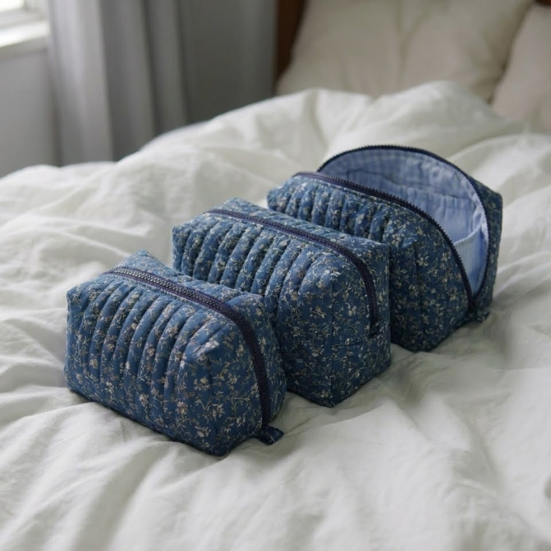 Open-Up Pouch Sewing Pattern, Quilted Makeup Travel Organizer