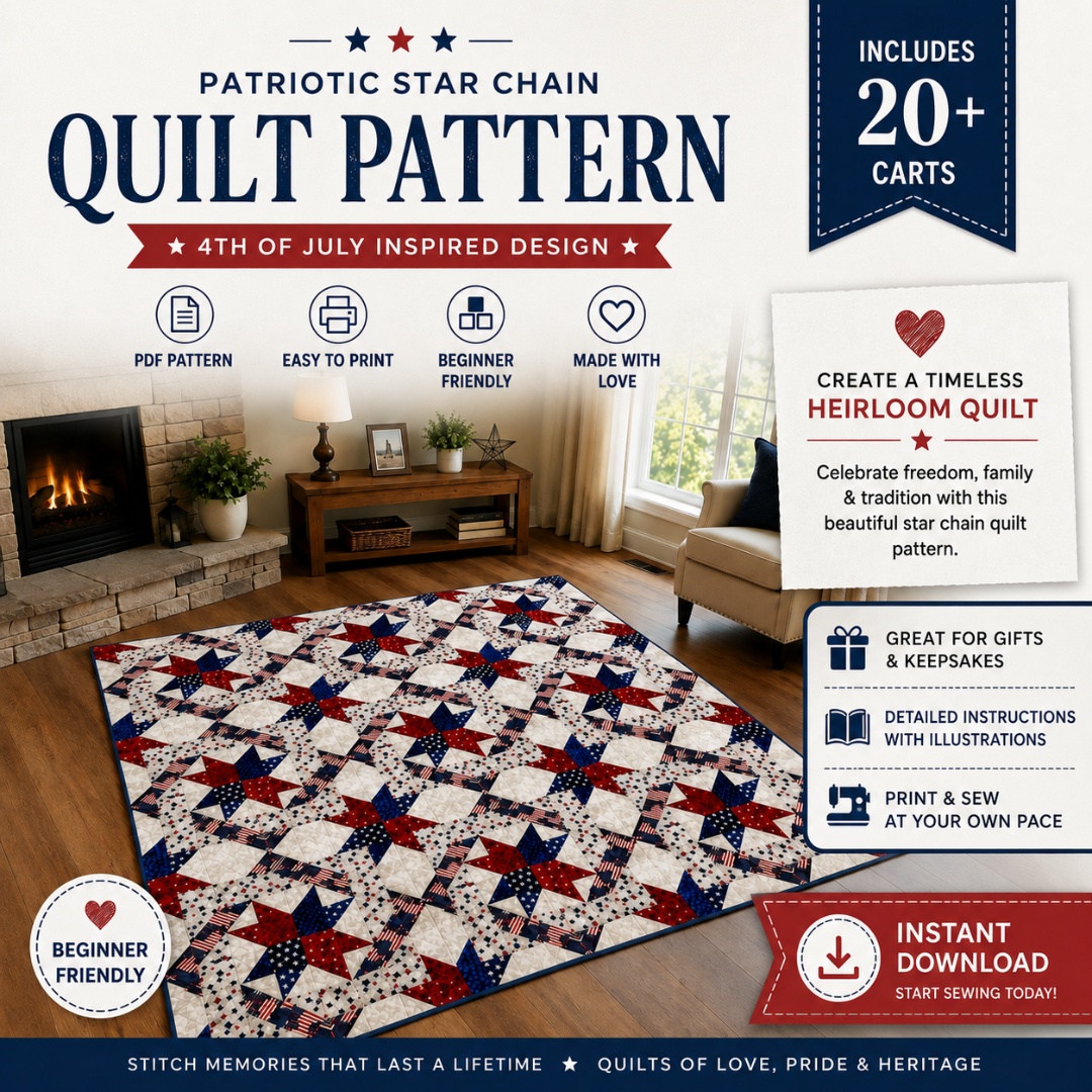 Patriotic Quilt Pattern, Star Chain Design