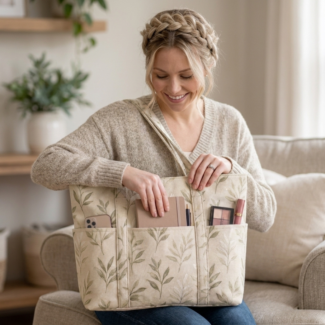 Canvas Tote Bag Sewing Pattern, Multi Pocket Beginner Guide