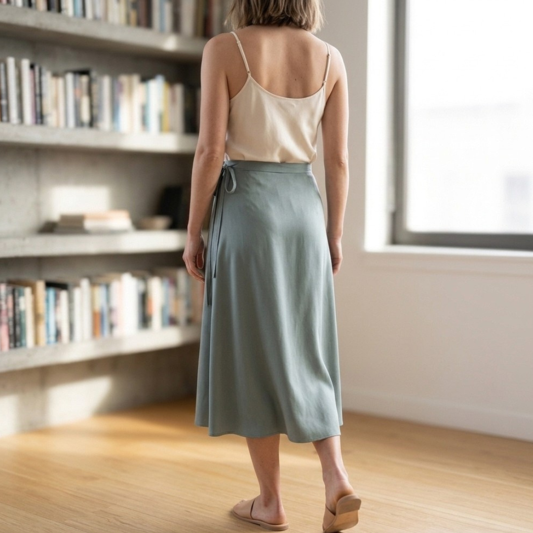 Wrap Skirt Sewing Pattern, Poppy A-Line Printable Pattern