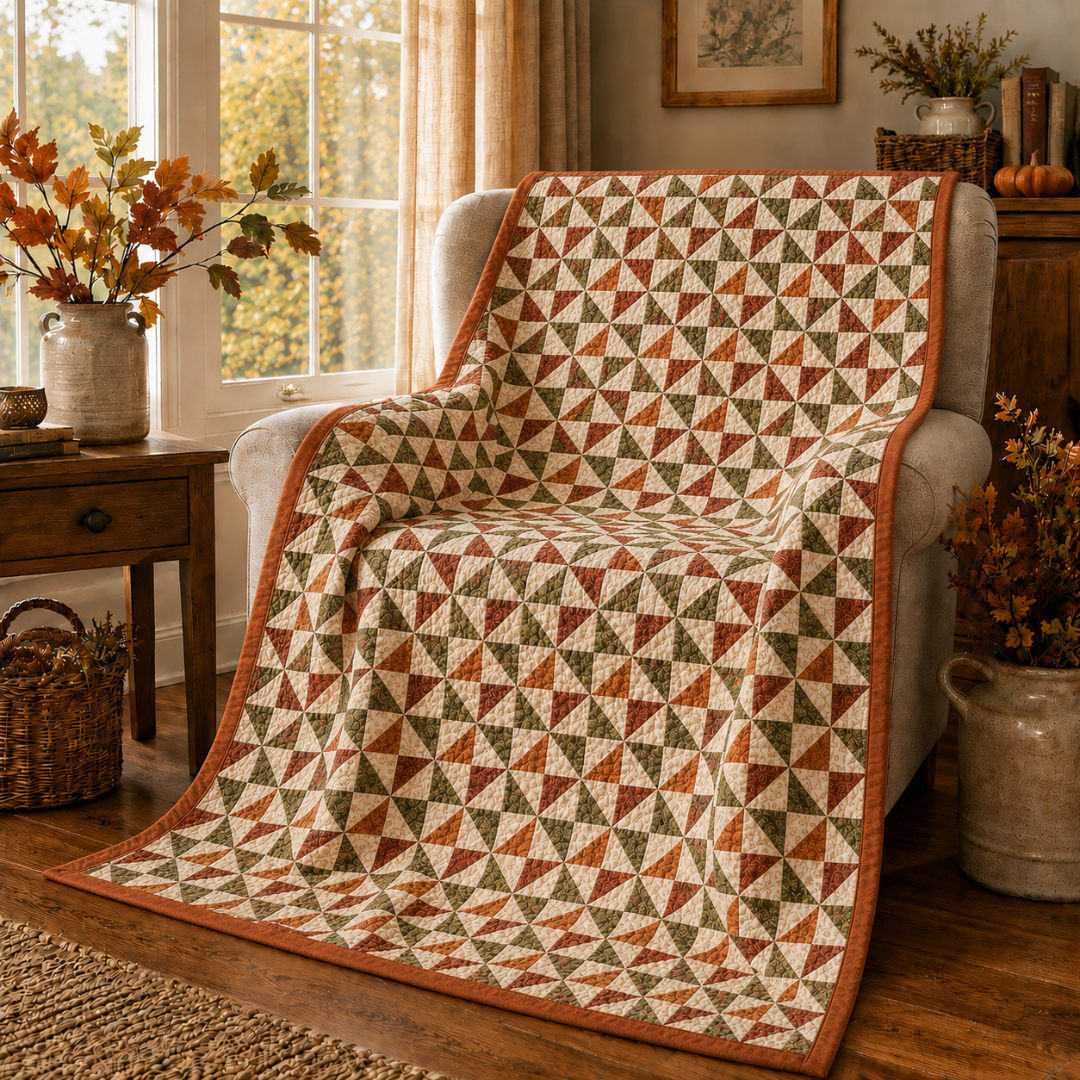 Fall Quilt Pattern, Autumn Harvest Star Bed Quilt