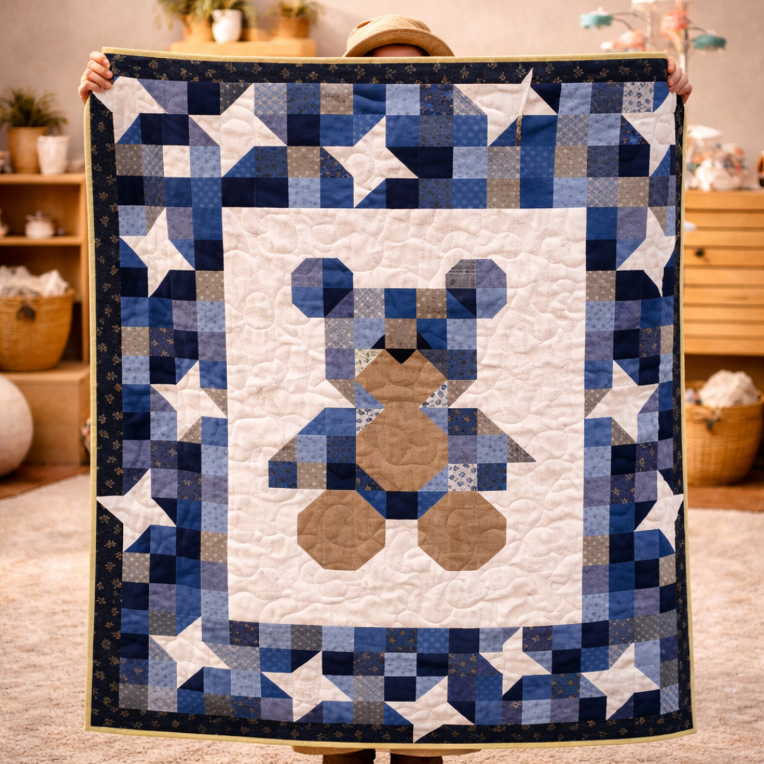 Baby Bear Quilt Pattern, 44 x 48 Inches, Instant Download