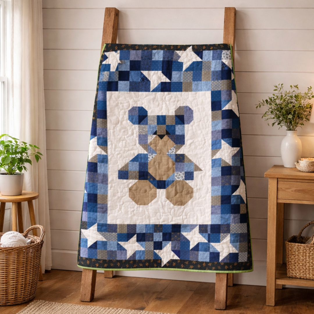 Baby Bear Quilt Pattern, 44 x 48 Inches, Instant Download