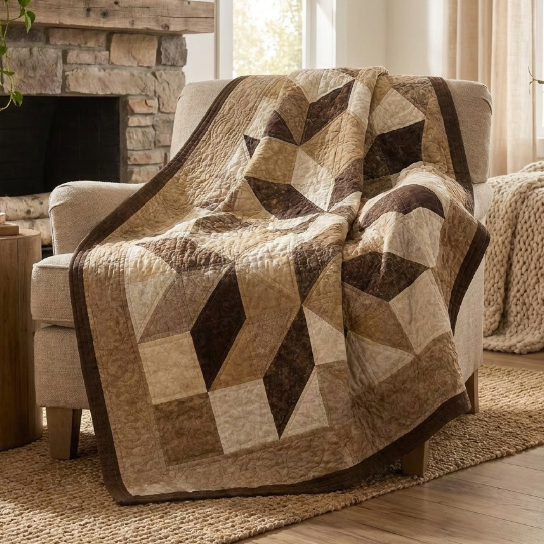 Brown Sugar Star Quilt Pattern PDF, Beginner Friendly