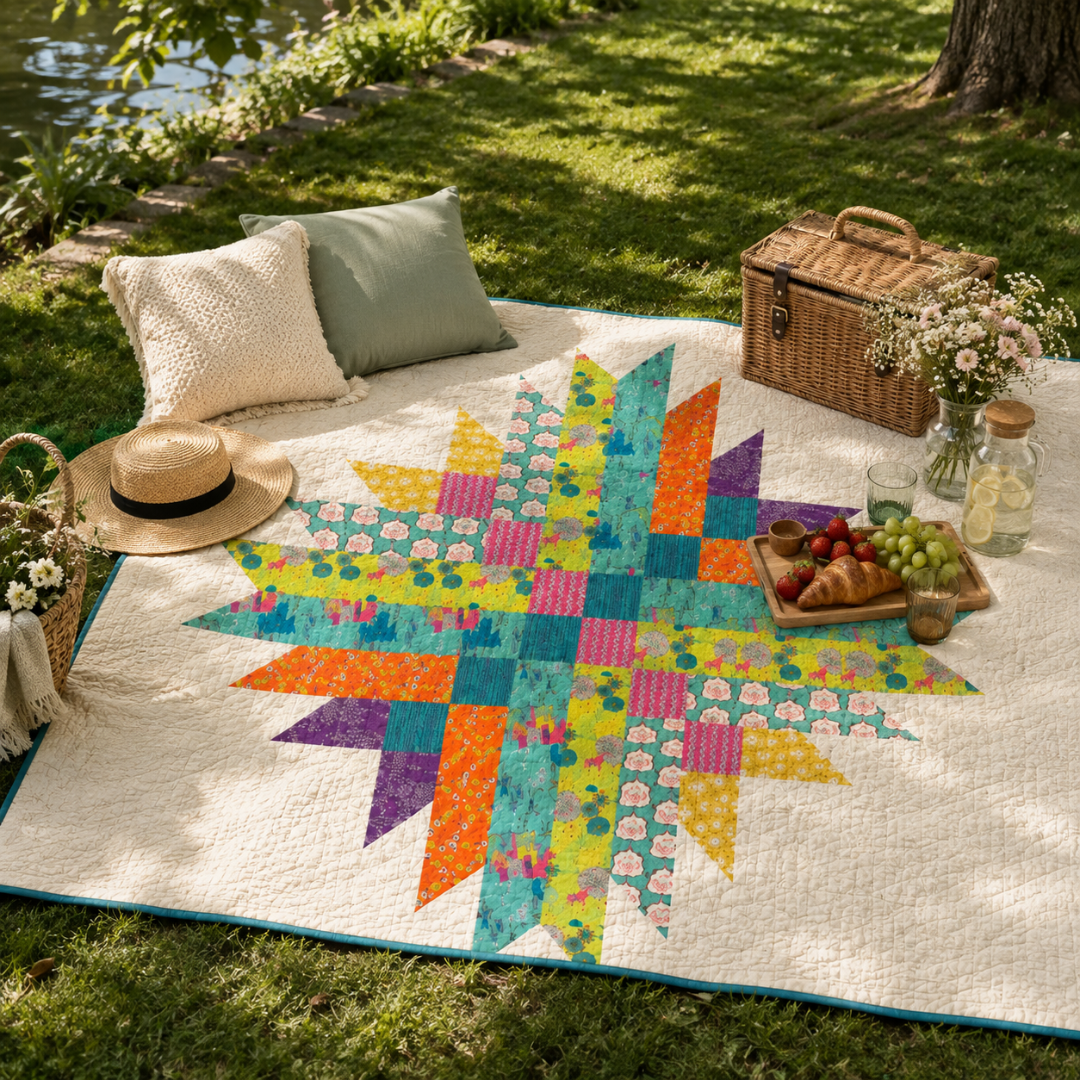 Star Quilt Pattern, Colorful Patchwork Wall Hanging For Beginners