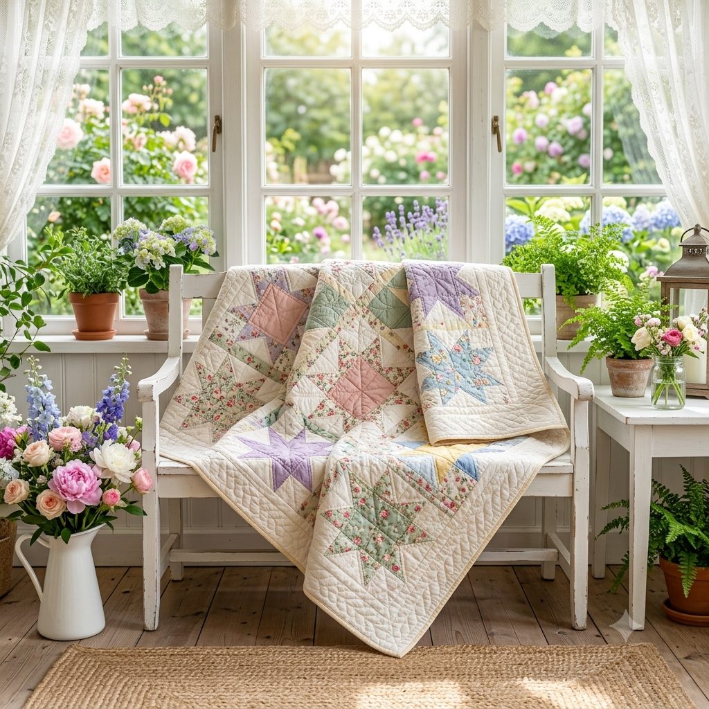 Spring Star Quilt Pattern PDF, Beginner Friendly