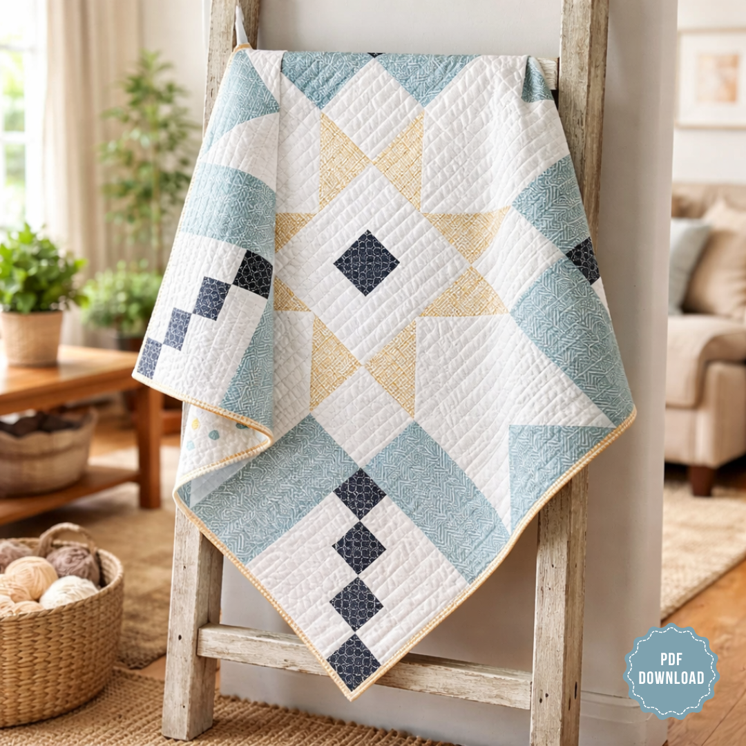 Spring Star Quilt Pattern PDF, Beginner Friendly