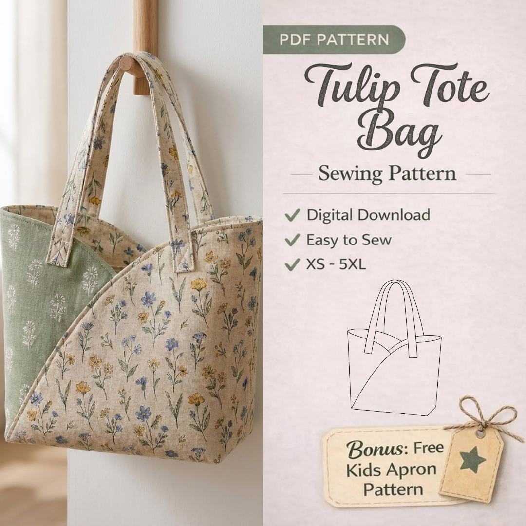 Tote Bag Sewing Pattern, Japanese Style Beginner Tutorial