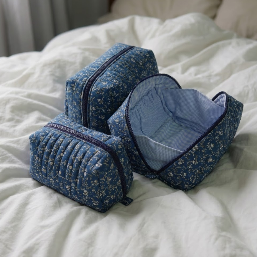 Open-Up Pouch Sewing Pattern, Quilted Makeup Travel Organizer