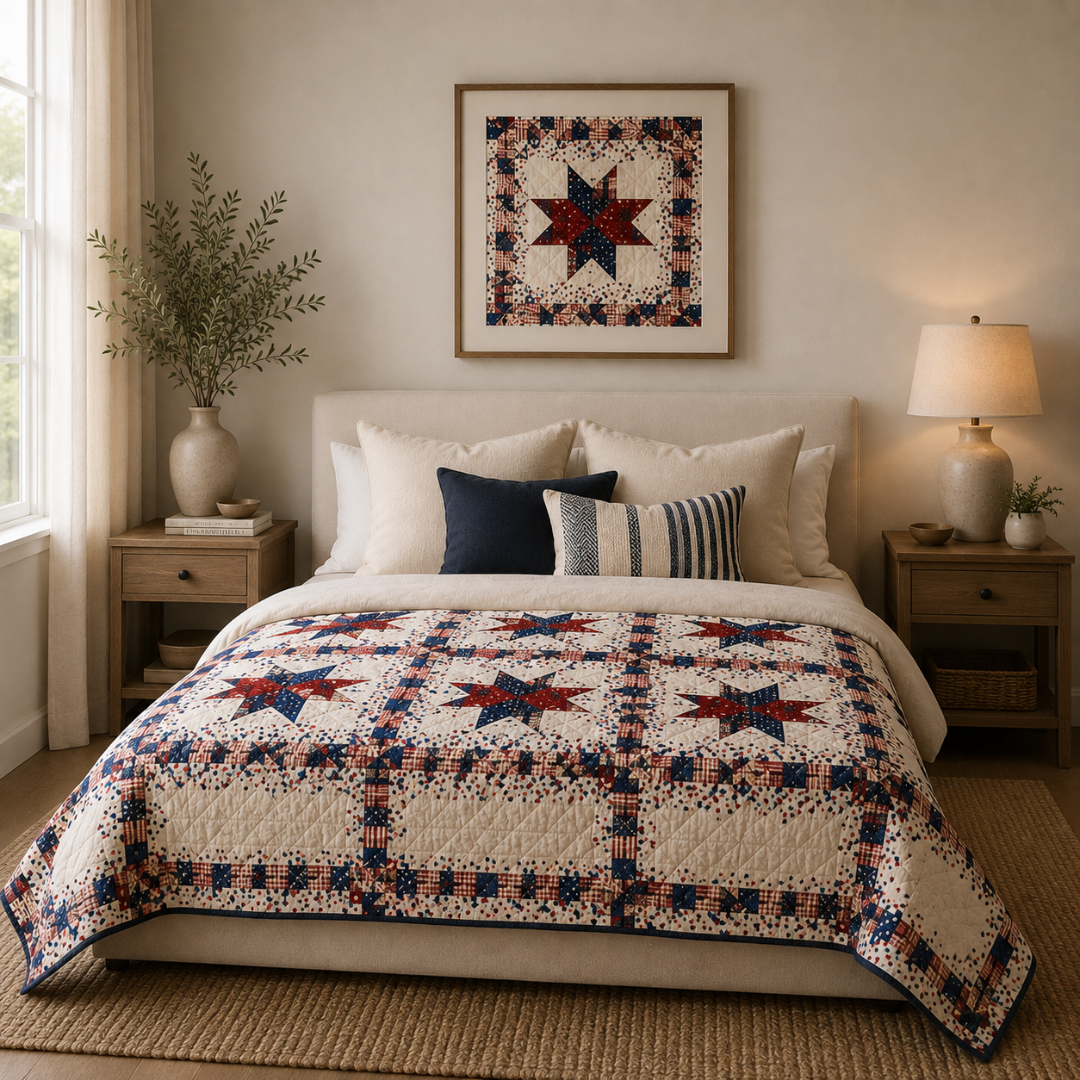 Patriotic Quilt Pattern, Star Chain Design