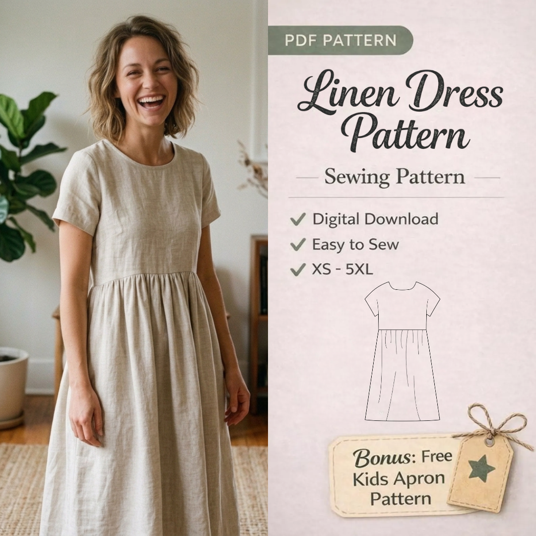 Linen Dress Sewing Pattern, Easy Summer Sundress With Pockets