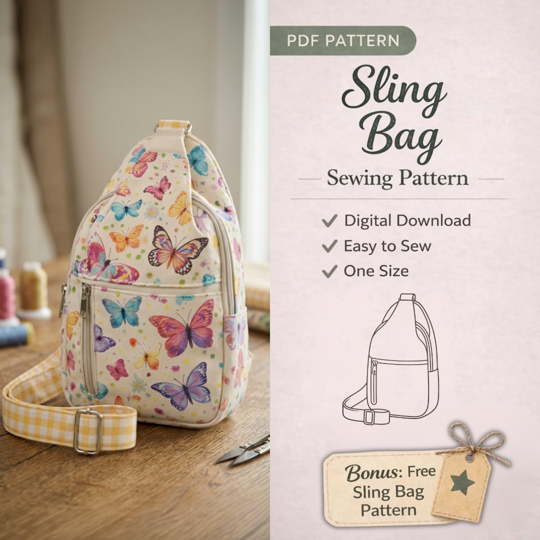 Sling Bag Sewing Pattern PDF, Easy Beginner Crossbody Backpack, Bag Pattern ,Sewing Pattern, Easy Sling Bag Pattern, Instant Download