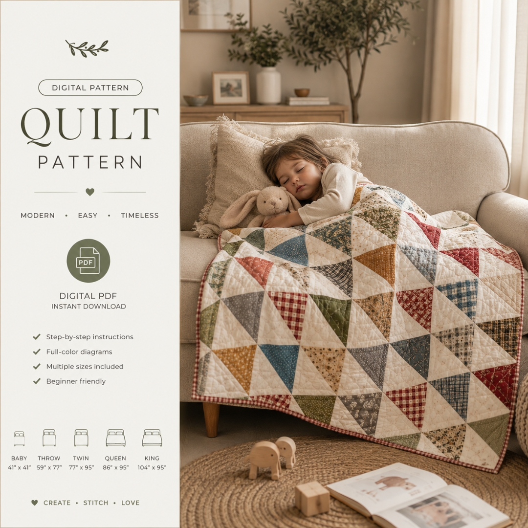 Baby Quilt Pattern, Beginner Pinwheel Turning Corners Design