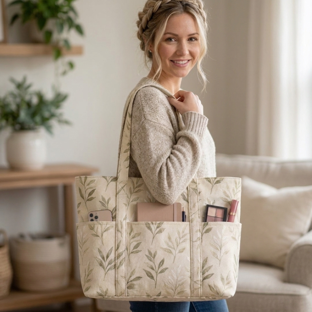 Canvas Tote Bag Sewing Pattern, Multi Pocket Beginner Guide
