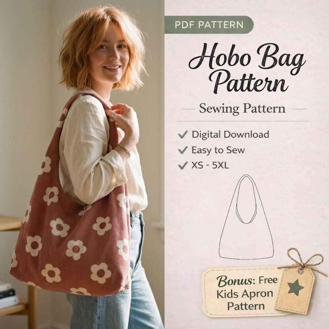 Hobo Bag Sewing Pattern, Slouchy Shoulder Tote For Beginners