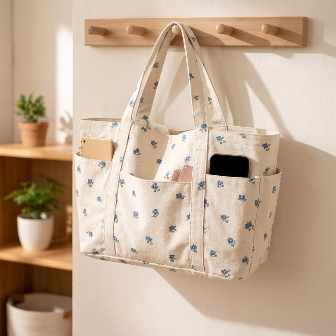 Tote Bag Sewing Pattern, Multi Pocket Canvas Shopper Tutorial