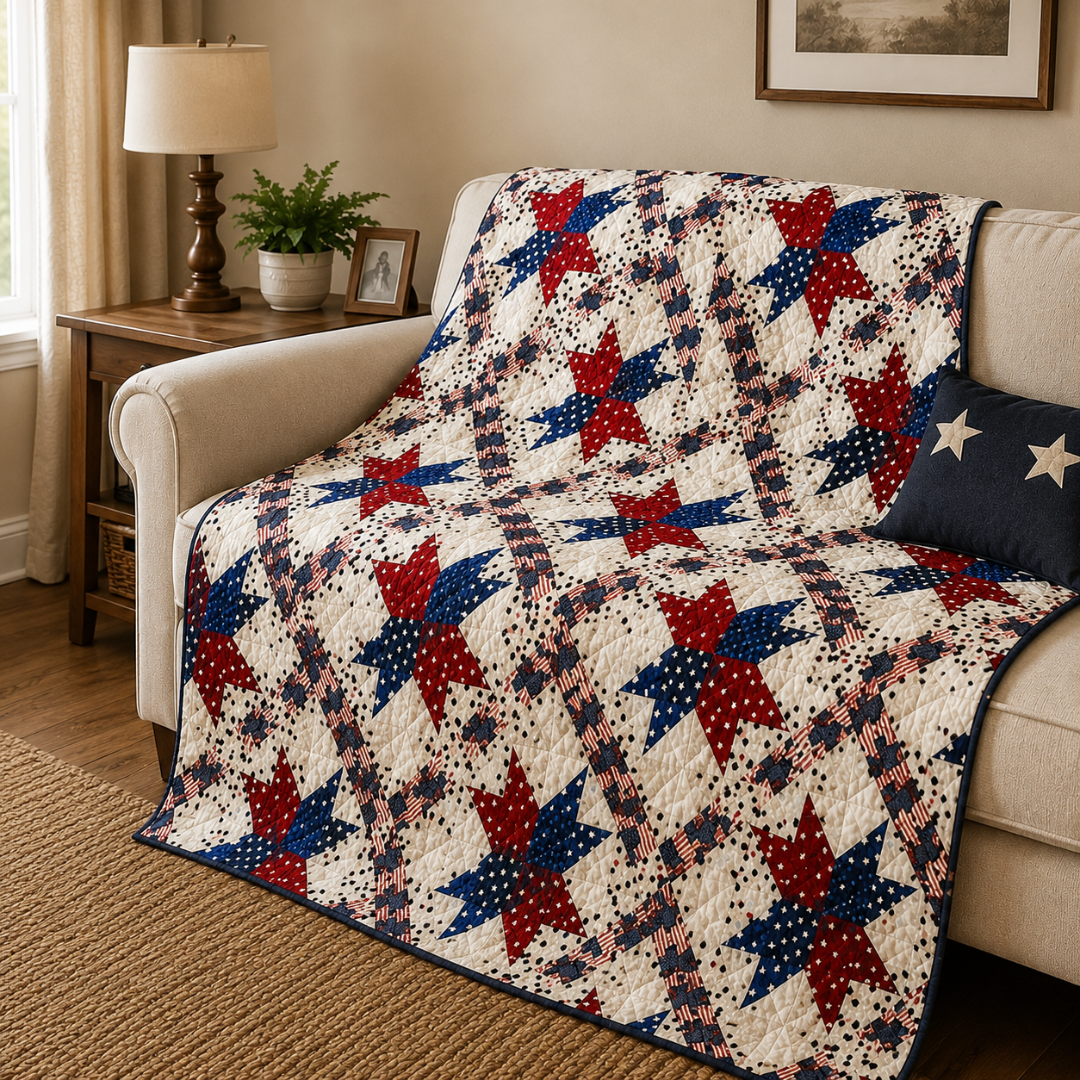 Patriotic Quilt Pattern, Star Chain Design