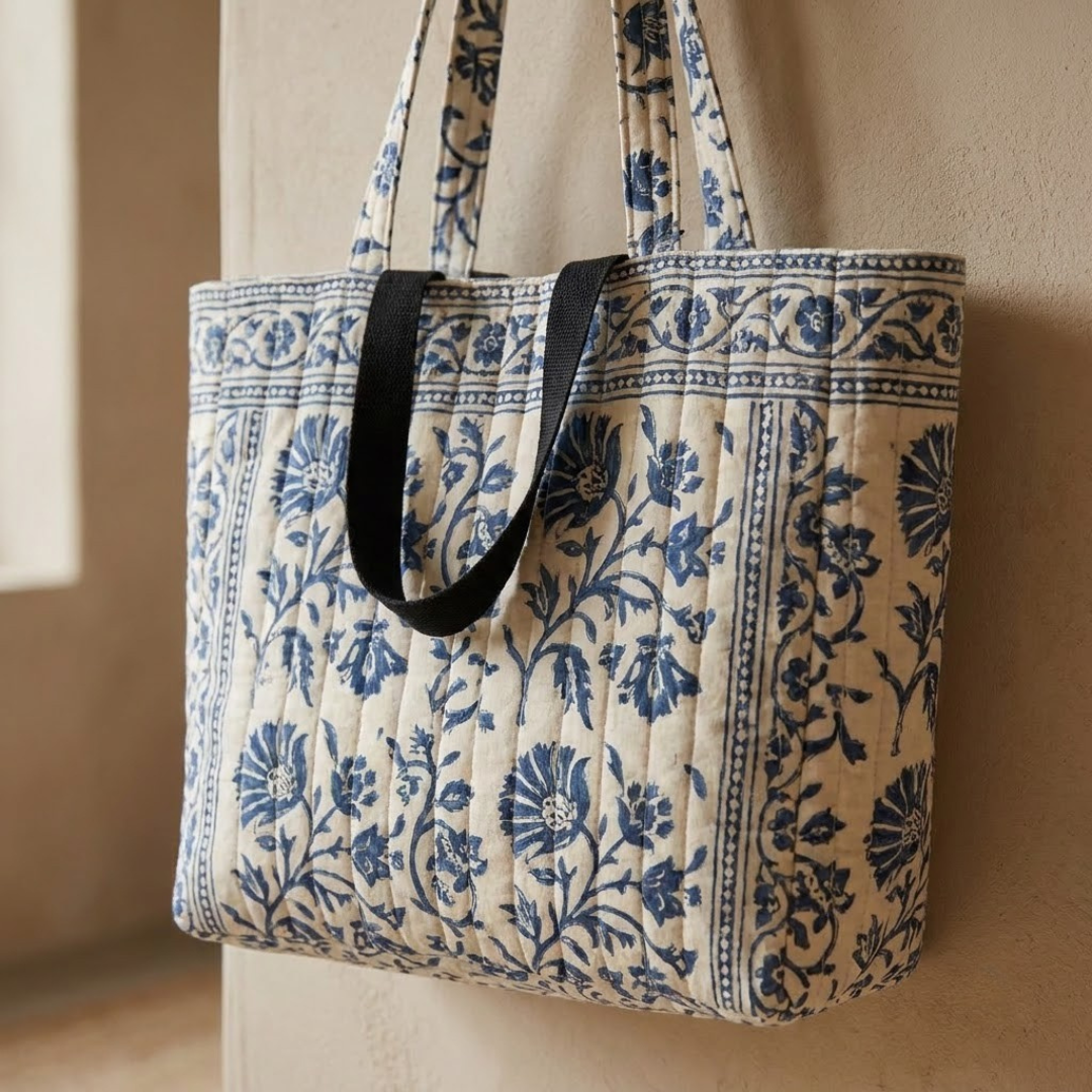 Gusset Tote Bag Sewing Pattern, Quilted Bandana Shopping Bag