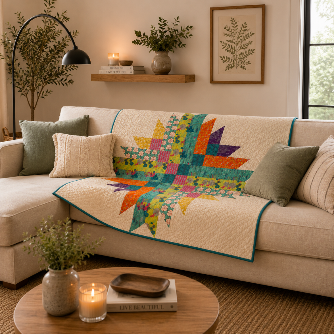 Star Quilt Pattern, Colorful Patchwork Wall Hanging For Beginners