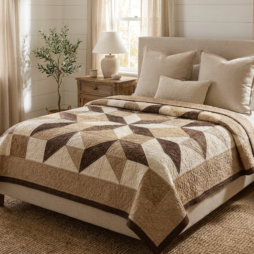 Brown Sugar Star Quilt Pattern PDF, Beginner Friendly