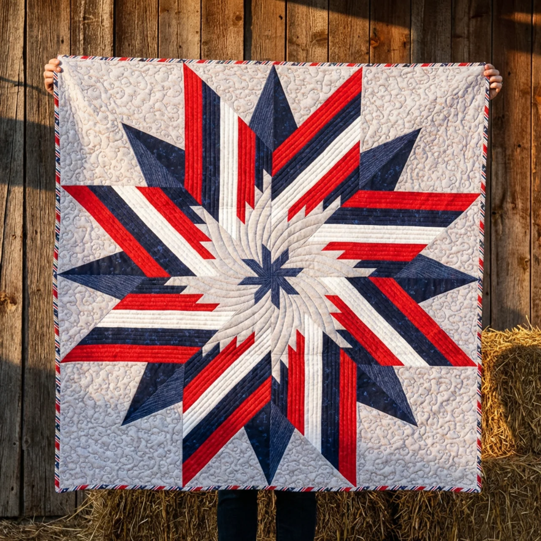 Red White & Blue Star Quilt Pattern, Instant Download