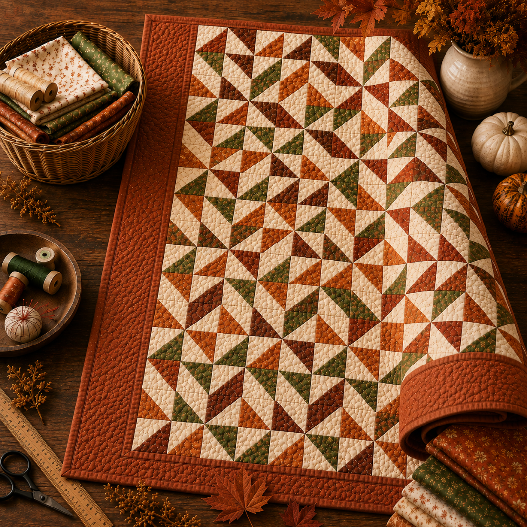 Fall Quilt Pattern, Autumn Harvest Star Bed Quilt