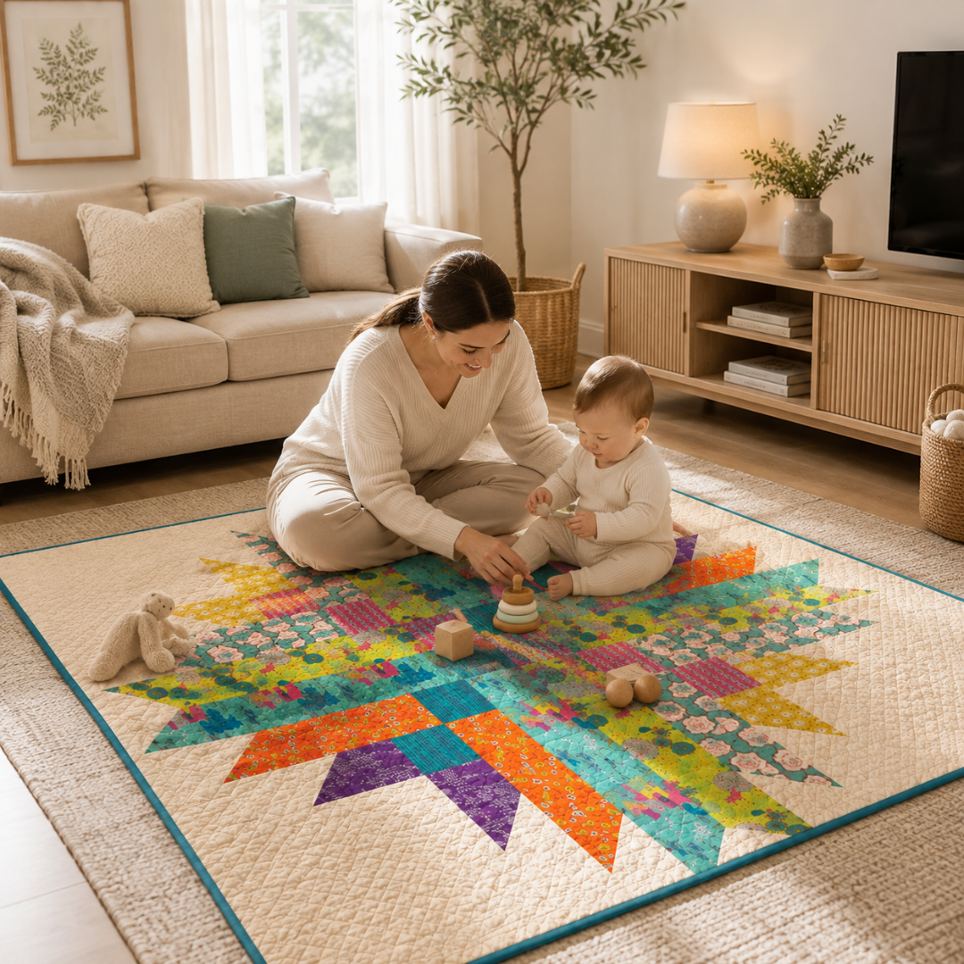 Star Quilt Pattern, Colorful Patchwork Wall Hanging For Beginners