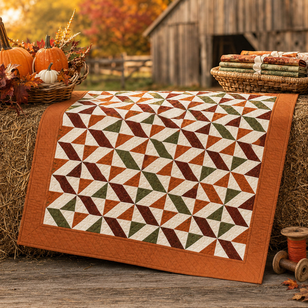 Fall Quilt Pattern, Autumn Harvest Star Bed Quilt