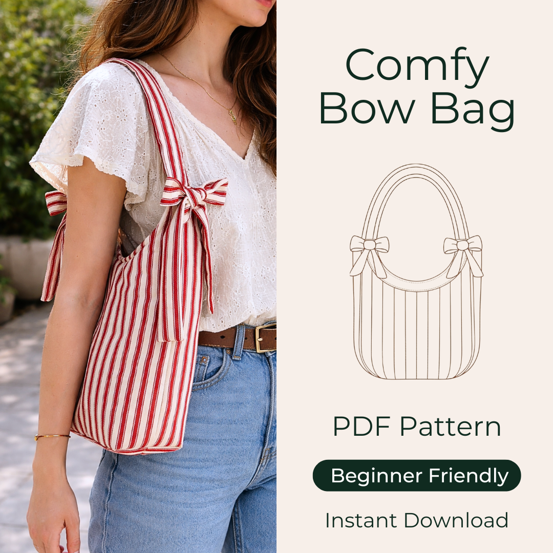 Comfy Bow Bag Sewing Pattern, Written Instructions & Video Tutorial