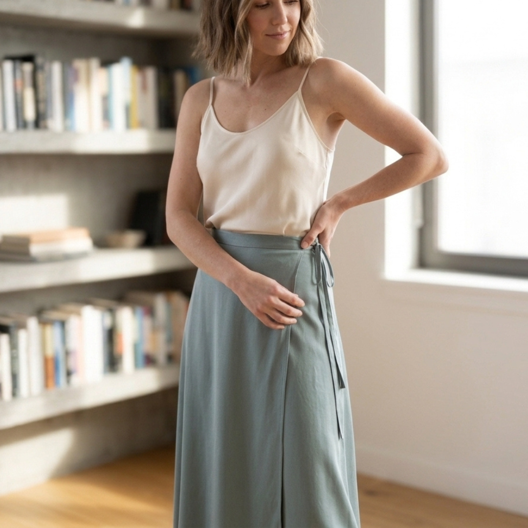 Wrap Skirt Sewing Pattern, Poppy A-Line Printable Pattern