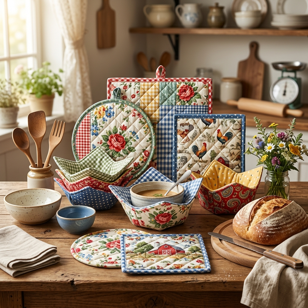 Quilted Bowl Holders & Hot Pad Quilting Patterns, 30+ Patterns, Beginner Friendly