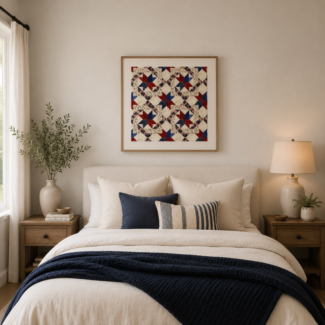 Patriotic Quilt Pattern, Star Chain Design